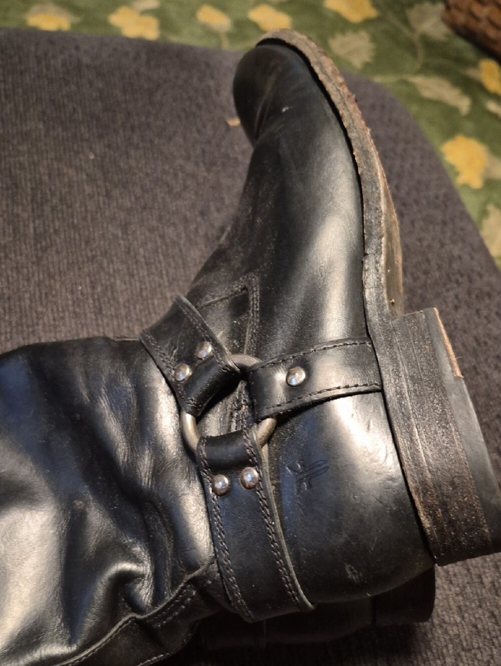 Frye Black Leather Women's Harness Knee-High Boots - Picture 5 of 11